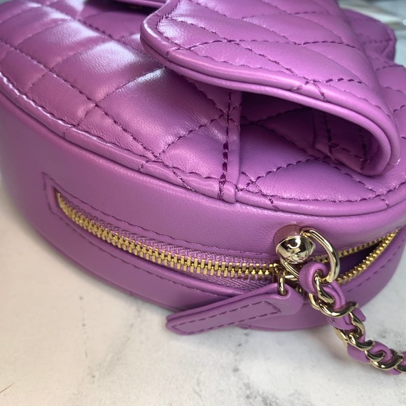 Chanel Purple Heart Bag large 22S CC Lambskin Leather Crossbody Authentic NEW - Picture 11 of 15